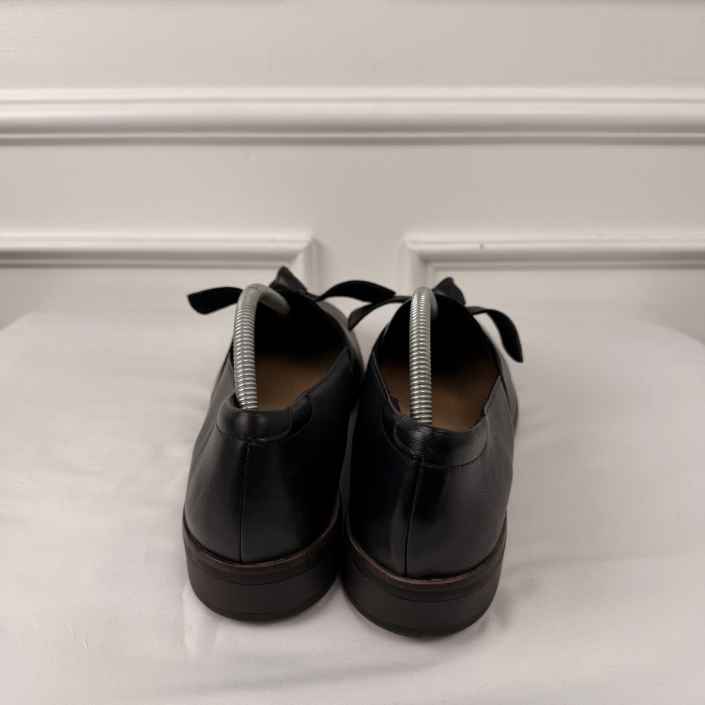 Clarks Trish Wave Black Leather Bow Loafers‎ Flats Womens 12W 261533095095 - Picture 3 of 8